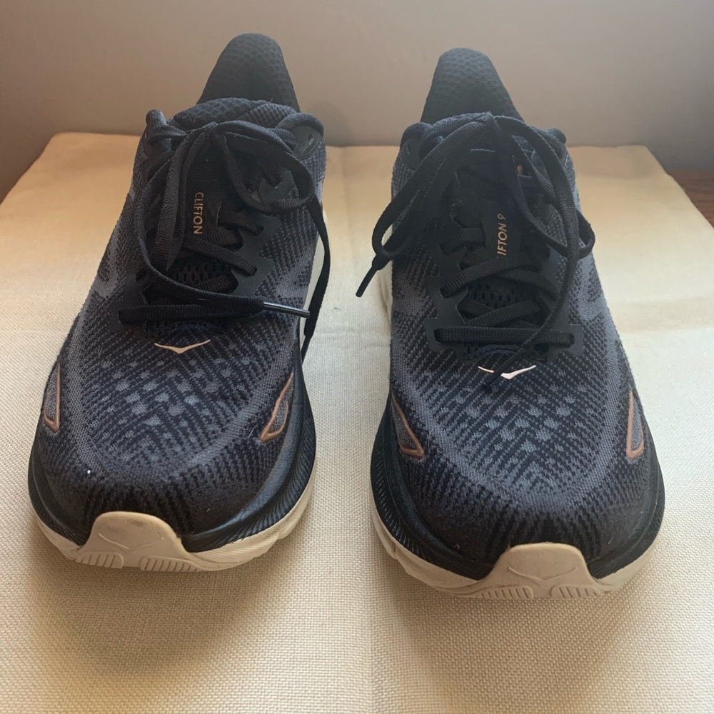 Hoka Black Athletic Running Shoes with Breathable Mesh
